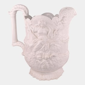 Samuel Alcock "Wisdom & Providence" 1860 White Parian Ware Pitcher