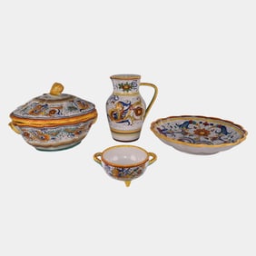 Deruta Vintage Italian Art Pottery Hand Painted Serving Pieces