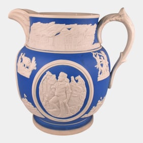Copeland Spode Blue Jasperware Chicago Worlds Fair Pitcher 1893