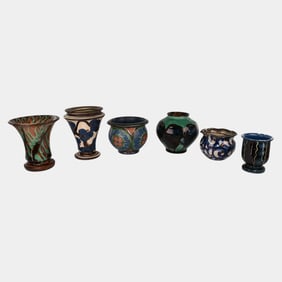 Denmark Art Nouveau Vintage Art Pottery Ceramic Cabinet Vases