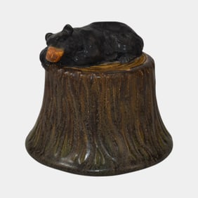 Ephraim Faience 2012 Hand Made Pottery Sleeping Bear Paperweight