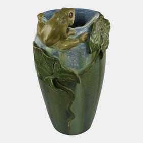 Ephraim Faience 2024 Hand Made Pottery Horicon Marsh Vase with Frog