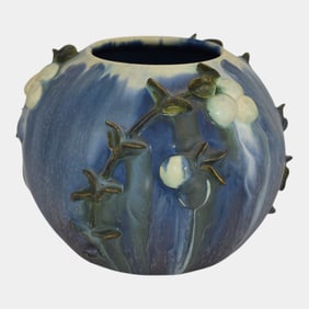 Ephraim Faience Hand Made Pottery Snowberry Ceramic Vase