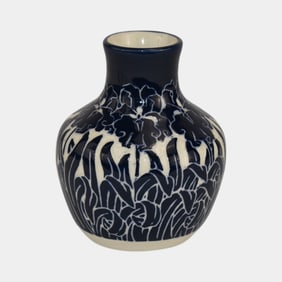 Ken Tracy Pottery 2014 Vintage Art Pottery Ceramic Iris Vase