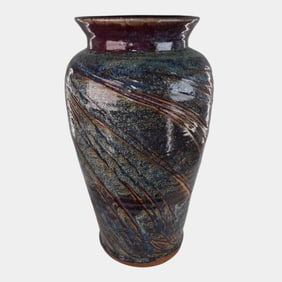 Lance Timco Studio Art Pottery Purple With Blue Floor Vase