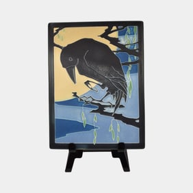 Motawi Tileworks Hand Made Art Pottery Christmas Midnight Raven Ceramic Tile