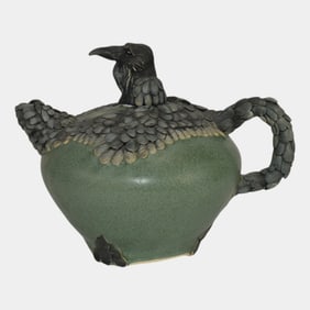 Pratt Clay Studio 2014 Vintage Art Pottery Lidded Crow Teapot