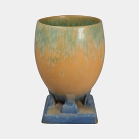 Roseville Futura Tan 1928 Vintage Art Deco Pottery Ostrich Egg Vase 400-7