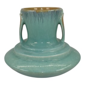 Roseville Orian Turquoise 1935 Vintage Art Deco Pottery Vase 737-7