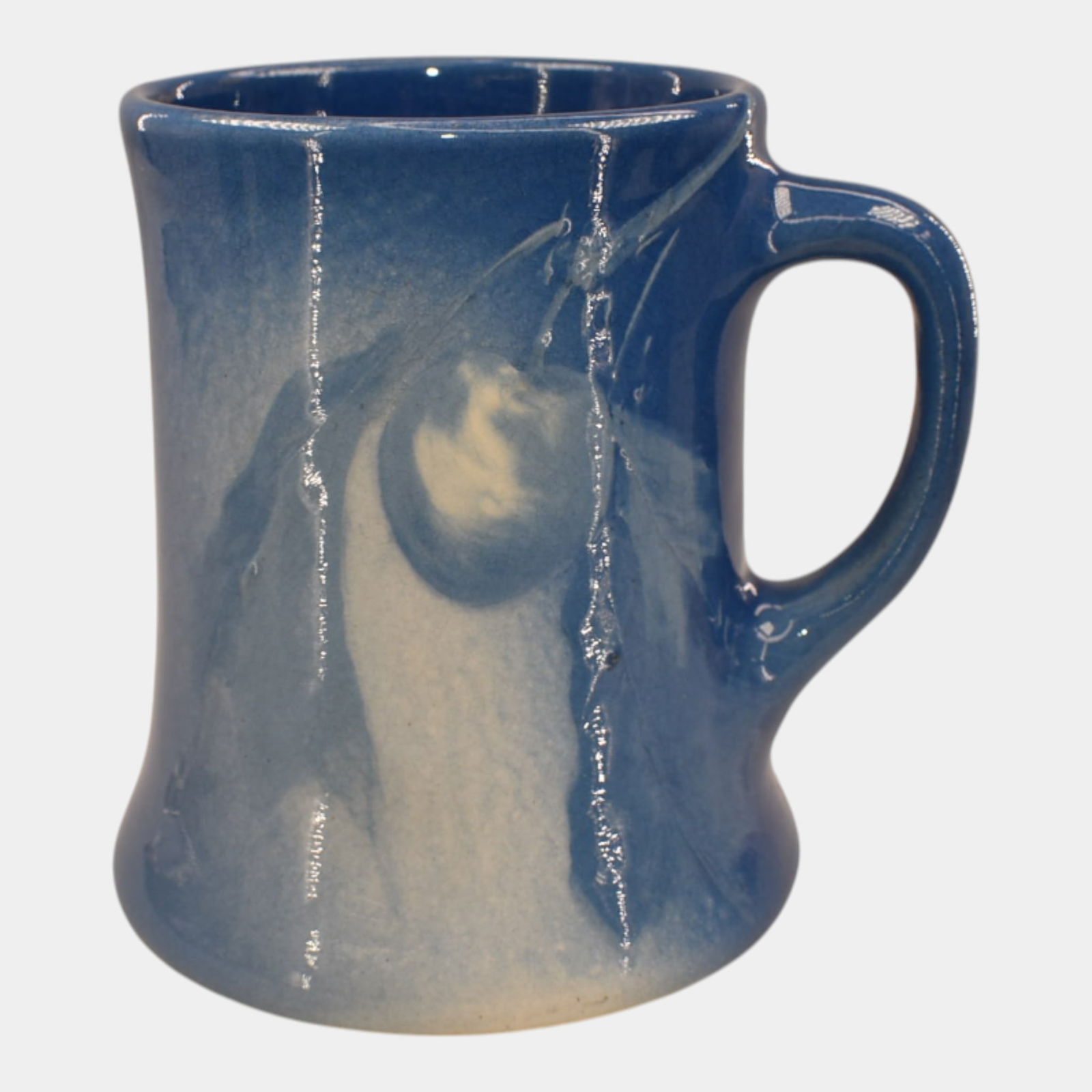 Roseville Pottery Azurean Blue Cherries And Leaves Mug 856: We offer in house shipping on all items. Plus spend $2000 on winning bids and your shipping is free. Roseville Pottery Azurean Blue Cherries And Leaves Mug 856 Roseville Azurean mug with flowing blue