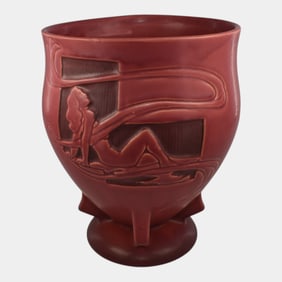 Roseville Silhouette Nude Red 1950 Vintage Art Pottery Ceramic Vase 763-8