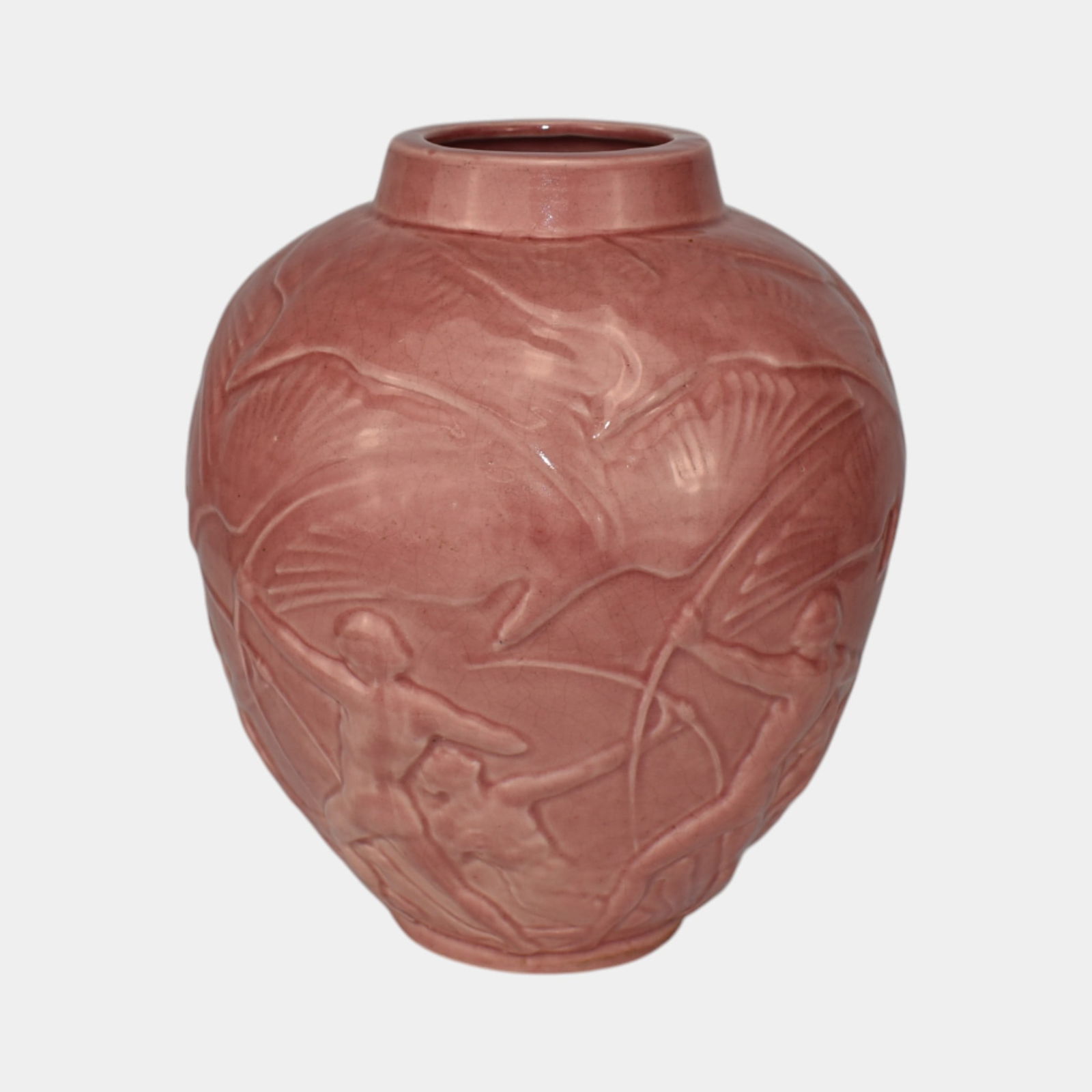 Stangl 1930s Vintage Art Deco Pottery Pink Archers Ceramic Lamp Base Vase (1 of 6)