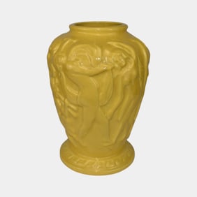 Stangl 1930s Vintage Art Deco Pottery Yellow Dancing Nudes Lamp Vase Base