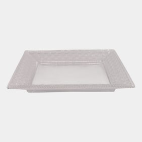 Tiffany & Co Basket Weave Clear Crystal Square Platter Tray