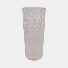 Tiffany & Co Clear Crystal Basketweave Patterned 12" Vase