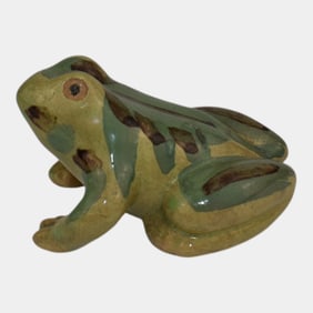 UHL Vintage Art Pottery Green Stoneware Frog Figurine