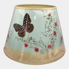Van Briggle Pottery 1940s Blue Butterfly Flowers Original Lamp Shade