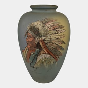 Weller Dickens Ware 1900s Vintage Art Pottery Hollow Horn Bear Vase 690
