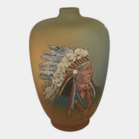 Weller Dickens Ware 1900s Vintage Art Pottery Jack Red Cloud Ceramic Vase 180