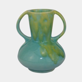 Weller Glaze Variant Vintage Art Pottery Two Tone Green Ceramic Vase