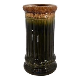 Brush McCoy Blended Majolica 1910s Vintage Pottery Umbrella Stand 74