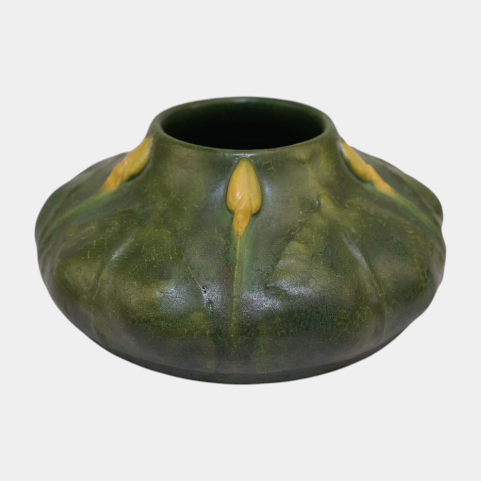 Ephraim Faience Pottery Budding Gourd Matte Green Vase 117C (1 of 6)