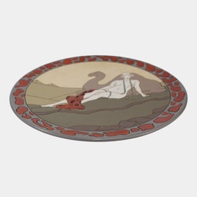 French Montieres Vintage Art Pottery Ceramic Art Deco Nude Desert Scene Charger