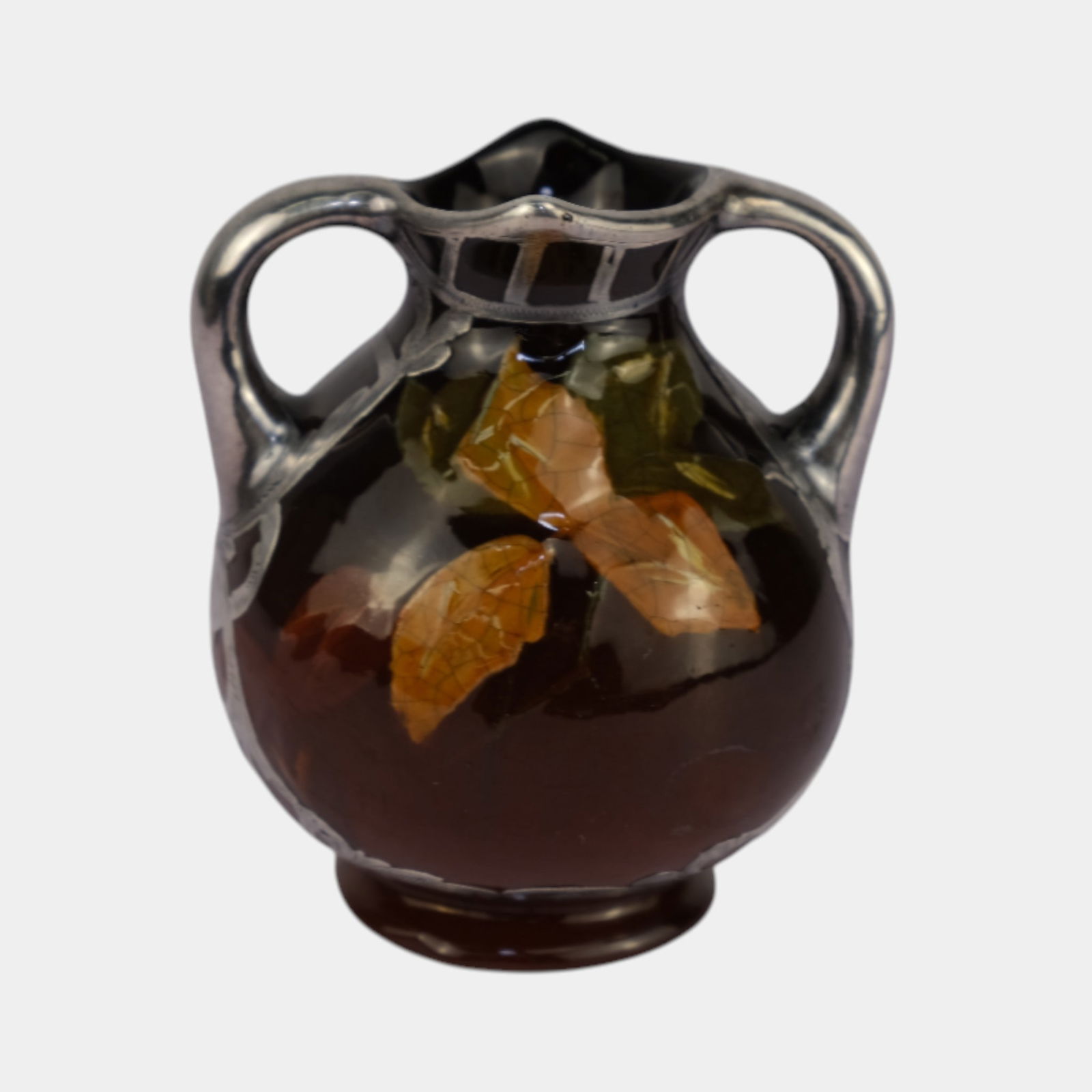 Owens Utopian Silver Overlay Early 1900s Vintage Art Pottery Vase (1 of 6)