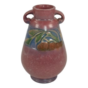 Roseville Baneda Pink 1932 Vintage Art Deco Pottery Ceramic Flower Vase 602-6