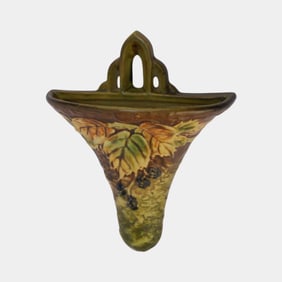 Roseville Blackberry 1930s Vintage Art Pottery Wallpocket