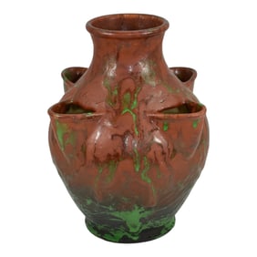 Weller Greora 1930s Art Deco Pottery Strawberry Pot Vase