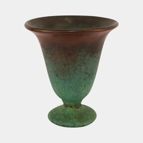 Clewell Copper Clad Vintage Pottery Mottled Green Ceramic Vase 420-2-9