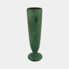 Clewell Vintage Art Pottery Mottled Green Ceramic Vase 412-4