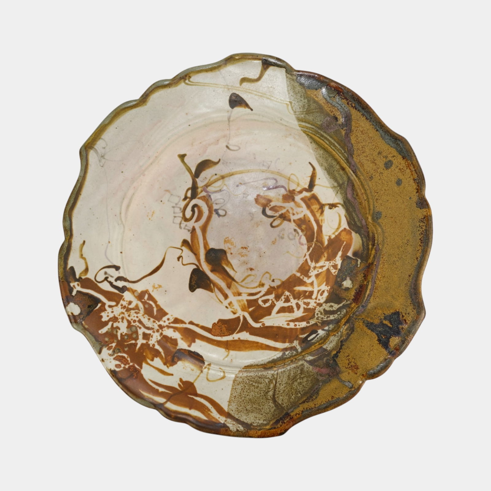 John Glick (1938-2017) Plum Tree Pottery 16" Scalloped Edge Charger Platter (1 of 4)
