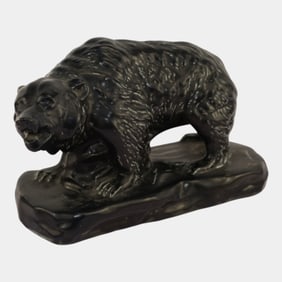 Mosaic Tile Company Zanesville Pottery Green Black Grizzly Bear Figurine Statue
