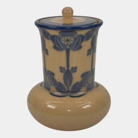 Rookwood 1918 Vintage Art Pottery Tan Blue Glaze Porcelain Lidded Vase 479 Sax