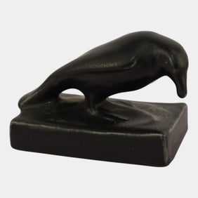Rookwood 1919 Vintage Art Pottery Black Rook Ceramic Paperweight Figurine 1623