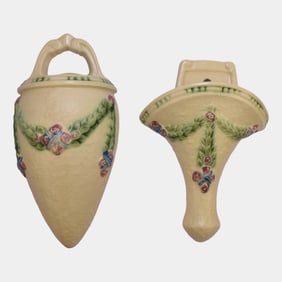 Roseville La Rose 1924 Vintage Art Pottery Ceramic Wall Pockets