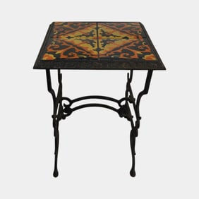 Taylor Tiles California Deco 1920s-30s Metal Table Stand Four Tile Design