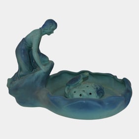 Van Briggle Vintage 1920s Pottery Lady Of The Lake Figural Bowl Flower Frog