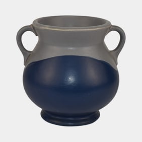 Weller Blue Glaze Variant Vintage Art Pottery Handled Ceramic Vase