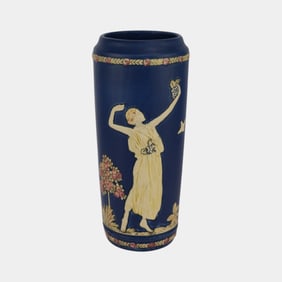 Weller Blue Ware Vintage Art Pottery Dancing Maidens Vase