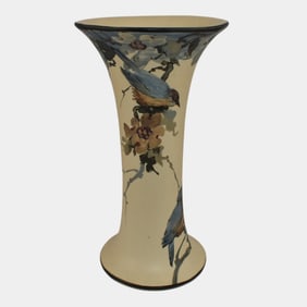 Weller Hudson Blue Bird 1920s Vintage Art Pottery Hand Painted Vase