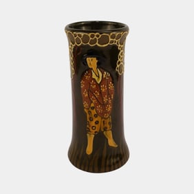 Weller Pottery Frederick Hurten Rhead Faience Jap Birdimal Asian Man Vase