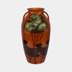 Weller Rhead Faience 1904 Vintage Pottery Large Handled Floor Vase