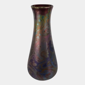 Weller Sicard 1902-07 Art Nouveau Iridescent Luster Floral Tall Vase 472