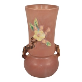 Roseville Apple Blossom Pink 1949 Mid Century Modern Pottery Flower Vase 381-6