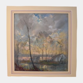 Will Henry Stevens (American, 1881-1949) Scenic Waterside Landscape Pastel