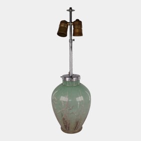 WMF Ikora German Vintage Green Art Deco Glass Lamp