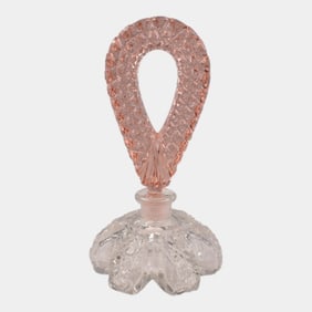 Czechoslovakian Vintage 1920-38 Pink Clear Glass Perfume Bottle